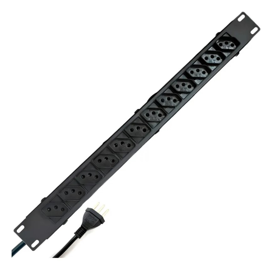 Régua Rack 19 Pol. 12 Tomadas 10A Metálica Profissional Asimove