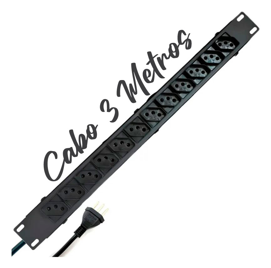 Régua Rack 19 Pol. 12 Tomadas 10A Metálica Profissional Asimove