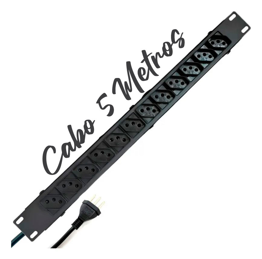 Régua Rack 19 Pol. 12 Tomadas 10A Metálica Profissional Asimove