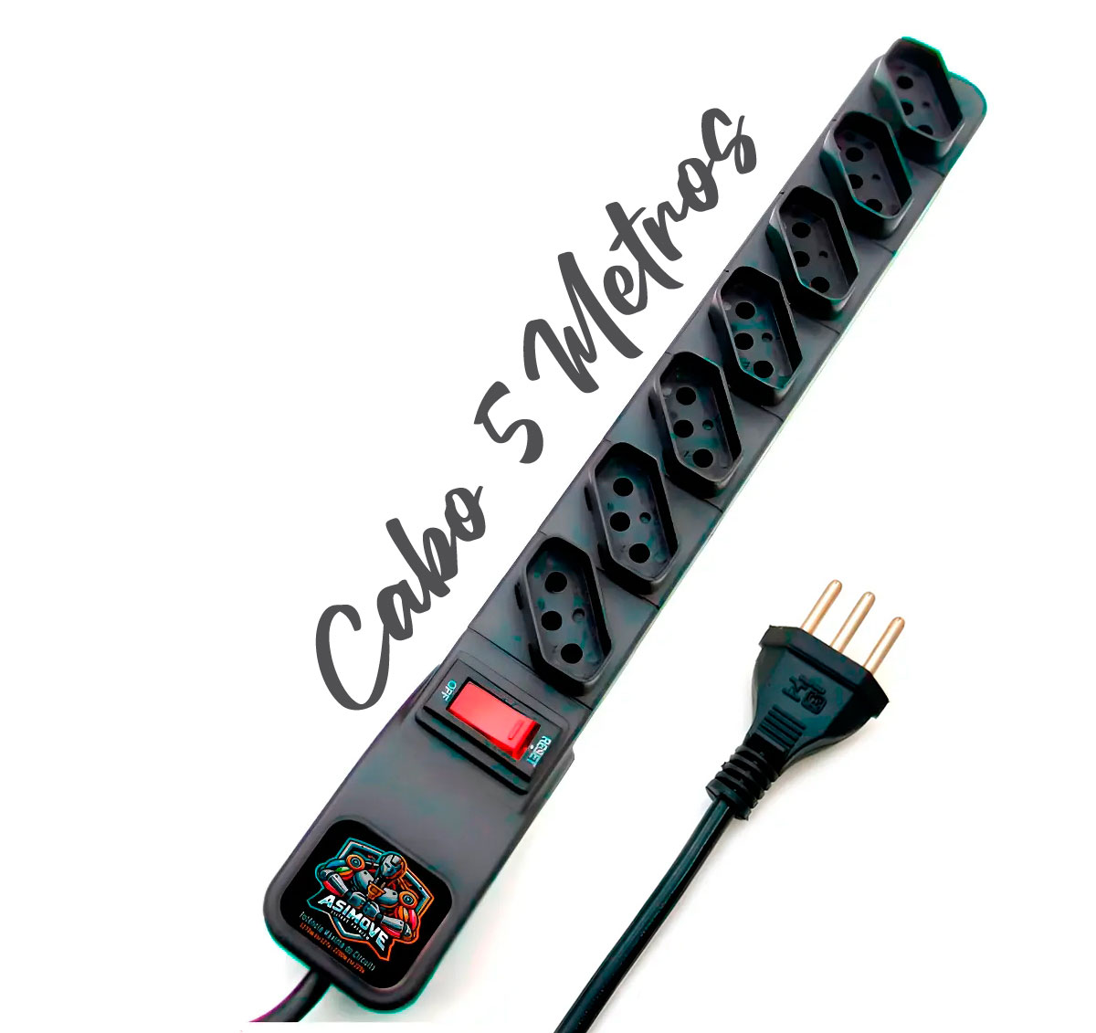 Filtro de Linha 7 Tomadas 10A ABS Rearme Premium Asimove
